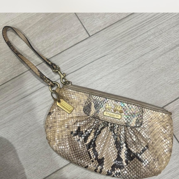 Coach Beige Snakeskin Wristlet - Picture 2 of 6